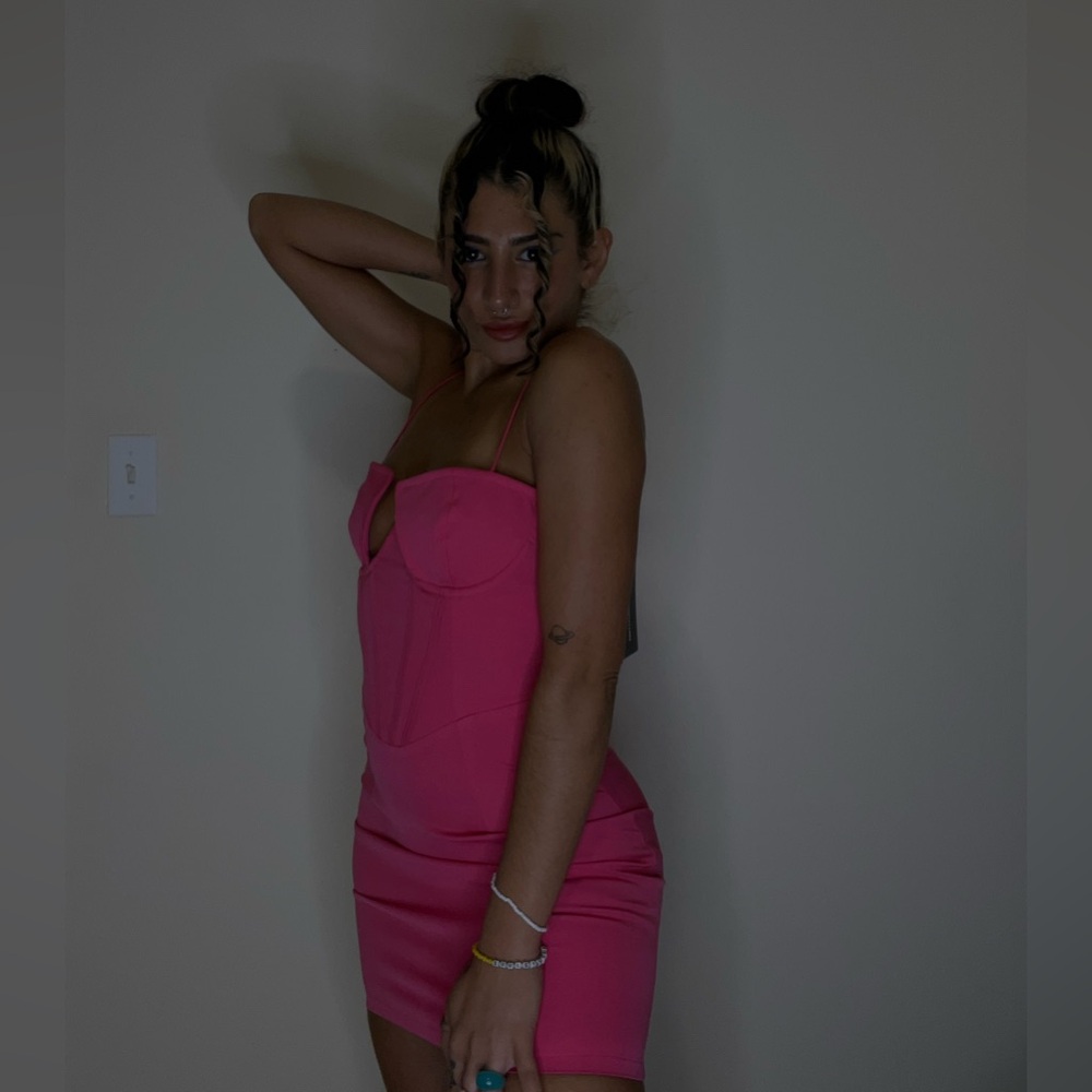 Cute NWT never worn pink corset detail cutout body on dress. ๐๐๐ - Picture 3 of 8